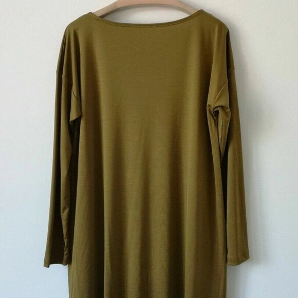 NWT EILEEN FISHER Gold Leaf Tencel Interlock Ballet Neck Box Top Medium - Picture 6 of 6